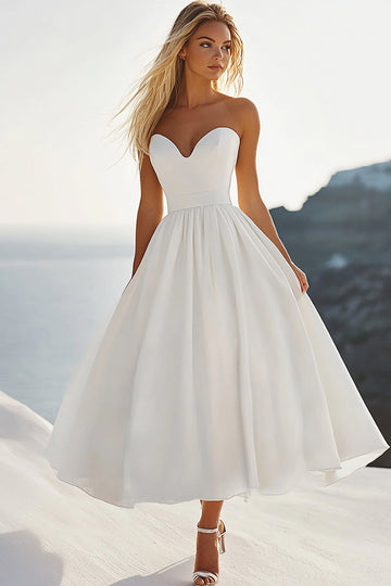 Robe de graduation en forme de corbeille Sweetheart blanc